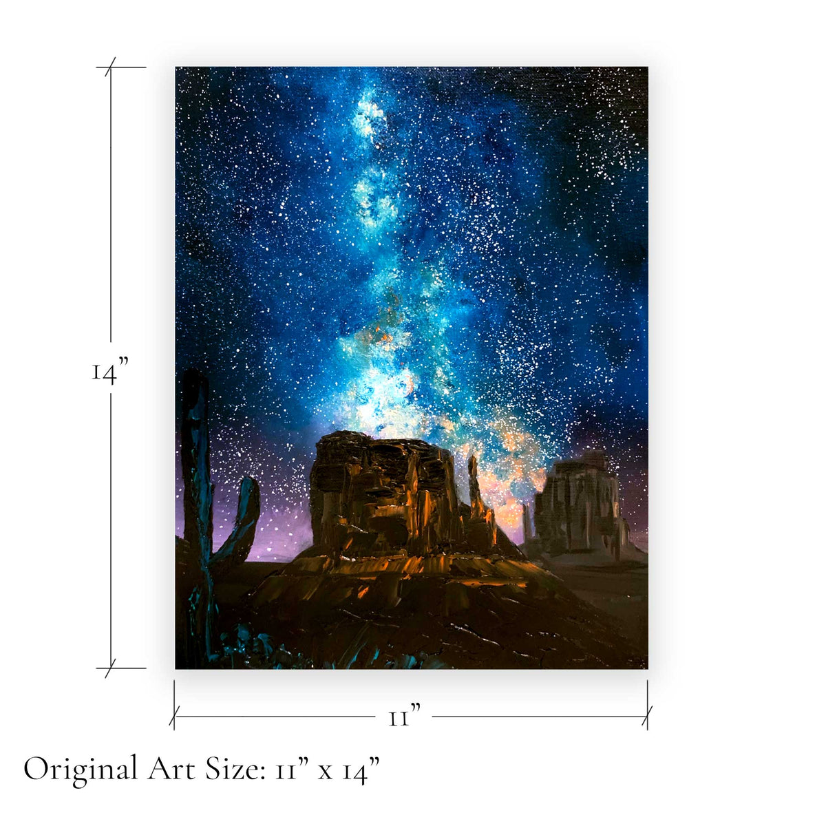 Monument Beneath the Stars original art size 11 x 14 inches