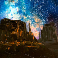 Close up detail of desert rock texture in Monument Beneath the Stars painting