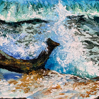 close-up texture of ocean wave palette knife oil painting