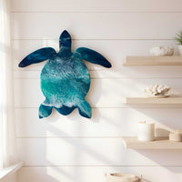 Ocean Drift: Sea Turtle Resin on Wood Wall Art
