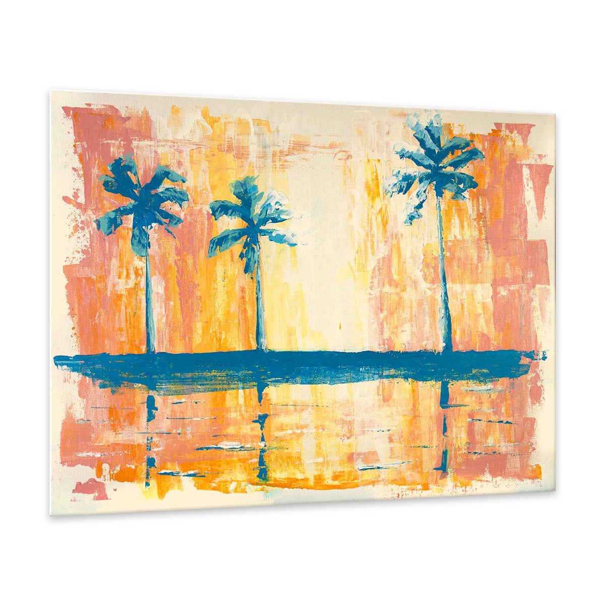 original acrylic palm tree coastal painting on canvas board