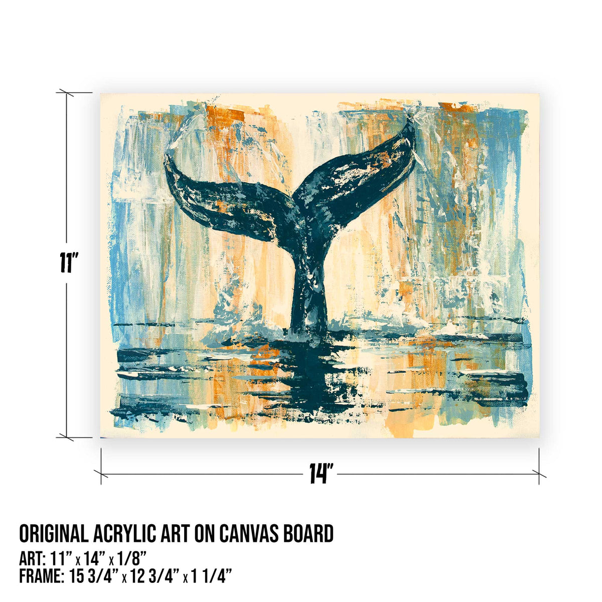 dimensions of original acrylic whale tail painting