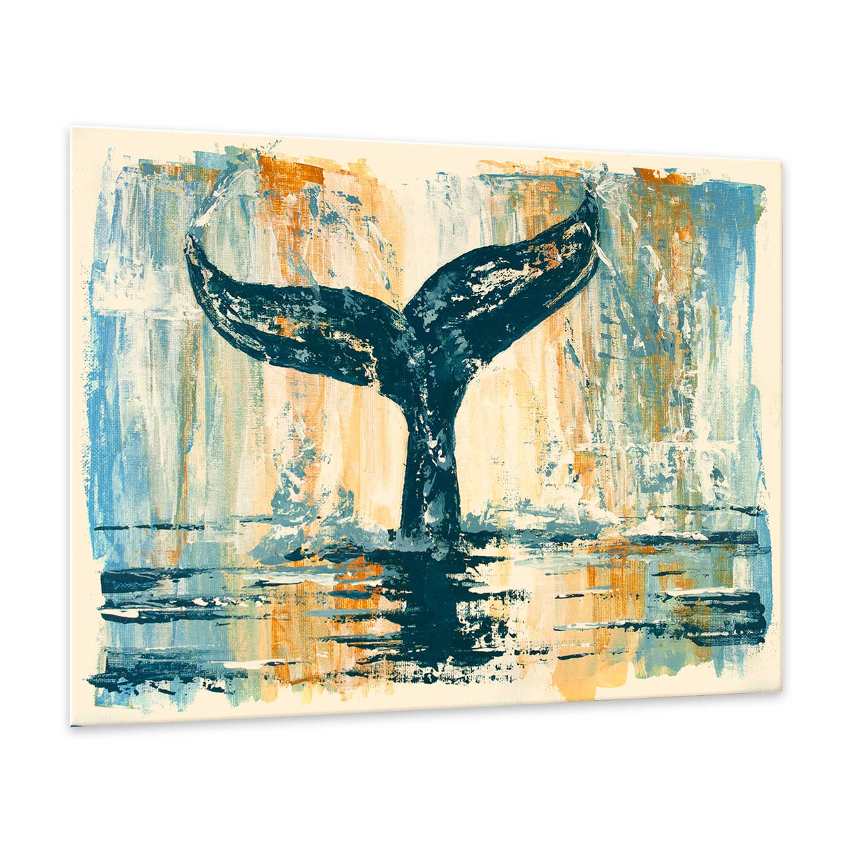 original impressionist acrylic whale tail painting on canvas board