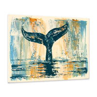 original impressionist acrylic whale tail painting on canvas board
