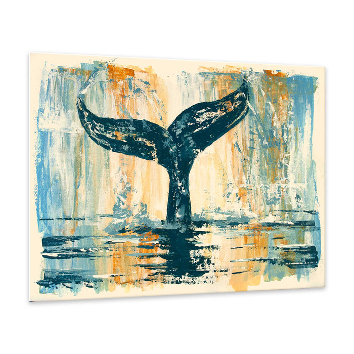 original impressionist acrylic whale tail painting on canvas board