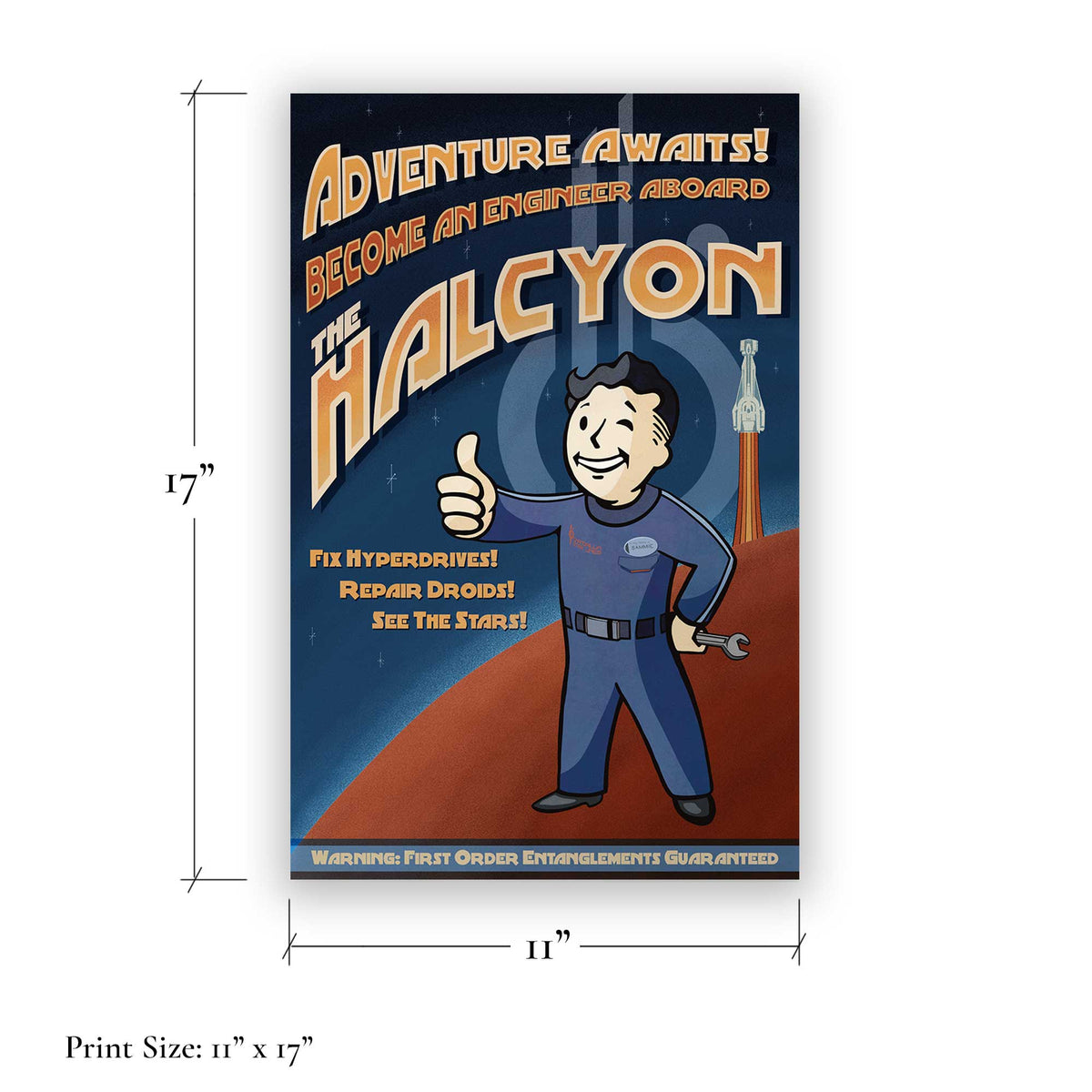 Pip-Boy Sammie Halcyon poster print dimensions 11x17 inches