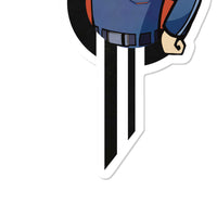 Detail view of Pip-Boy Sammie sticker showing clean die-cut edge and lower design elements.