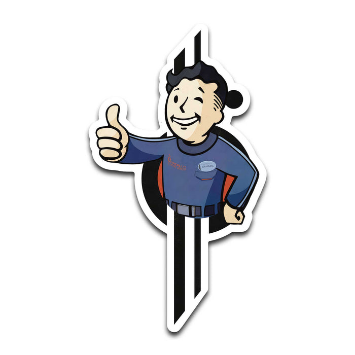 pipboy sammie halcyon inspired die cut magnet on white background collectible galactic starcruiser fan art