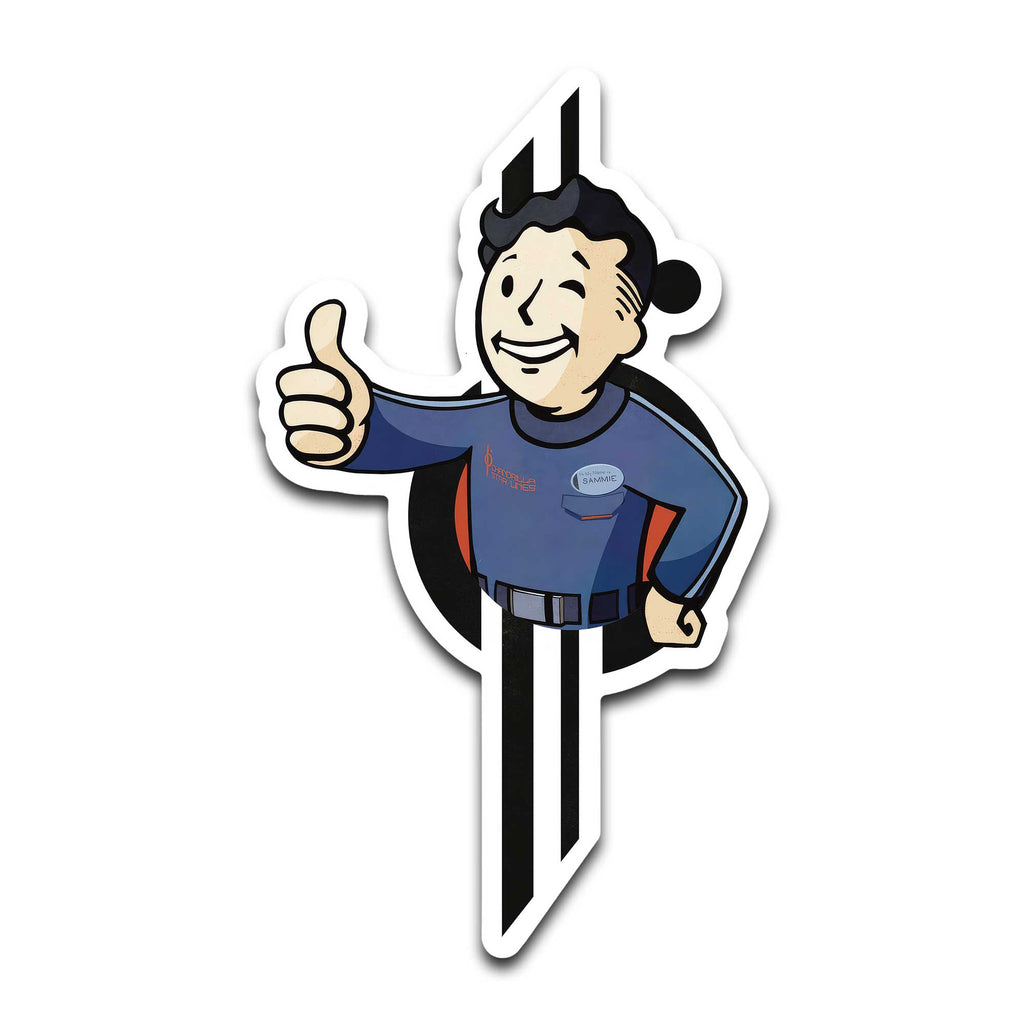 pipboy sammie halcyon inspired die cut magnet on white background collectible galactic starcruiser fan art