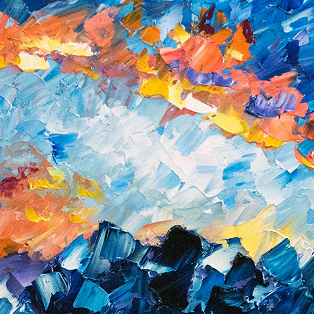 Close up texture detail of Pixie Cove abstract coastal canvas artwork