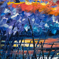 Gallery wrapped canvas depth view of Pixie Cove abstract coastal wall art