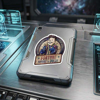 Fortune Favors the Bold Raithe Kole sticker displayed on a sci-fi datapad