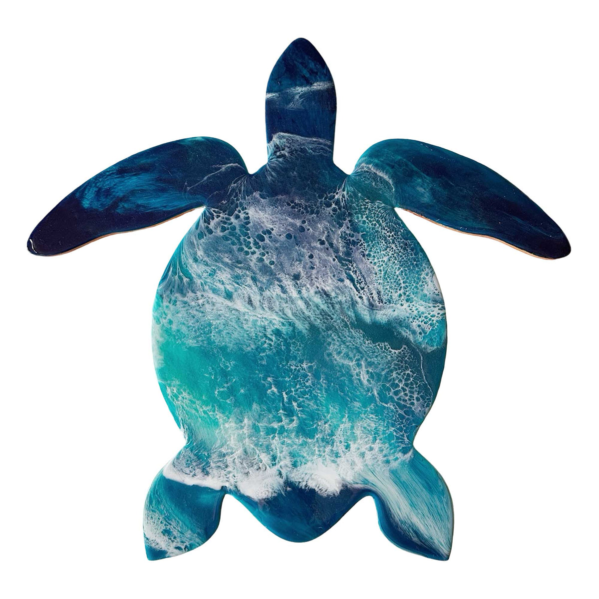 Ocean Drift: Sea Turtle Resin on Wood Wall Art