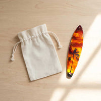 santa’s getaway surfboard ornament with canvas gift bag