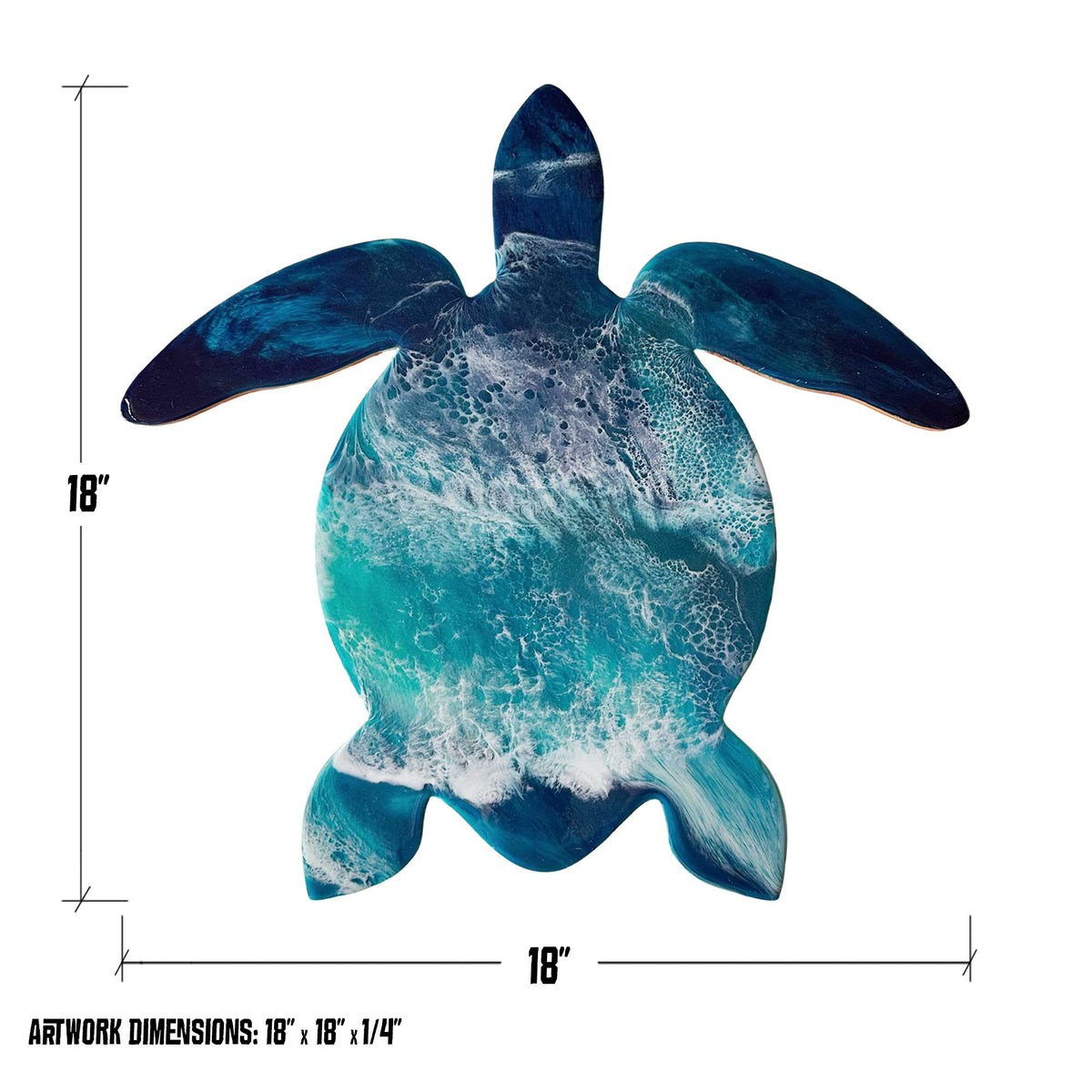 Ocean Drift: Sea Turtle Resin on Wood Wall Art