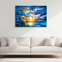 Siren’s Dream coastal canvas art in modern living room