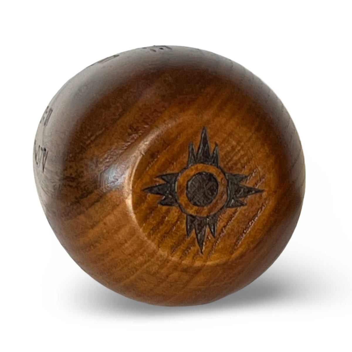 Bottom view of Sith Code Kar’tam Cup with Sith Order emblem carved into wooden base