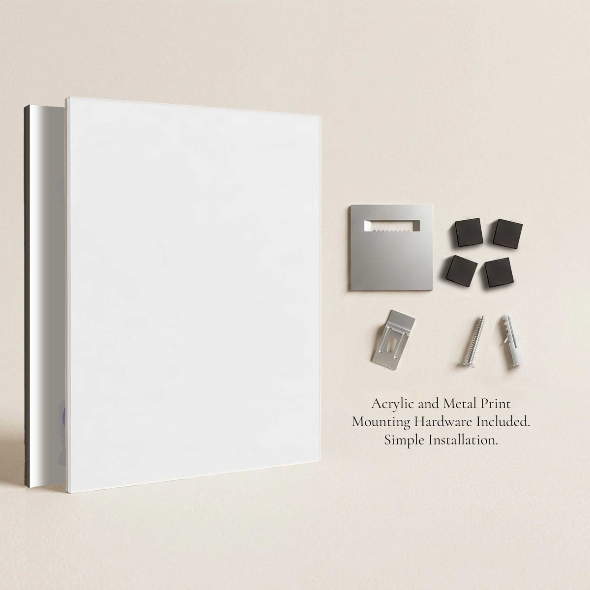 Mounting hardware included with acrylic and metal Star Wars wall art prints for clean floating installation