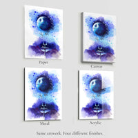 Comparison of Star Wars art print on paper, canvas, metal, and acrylic surfaces