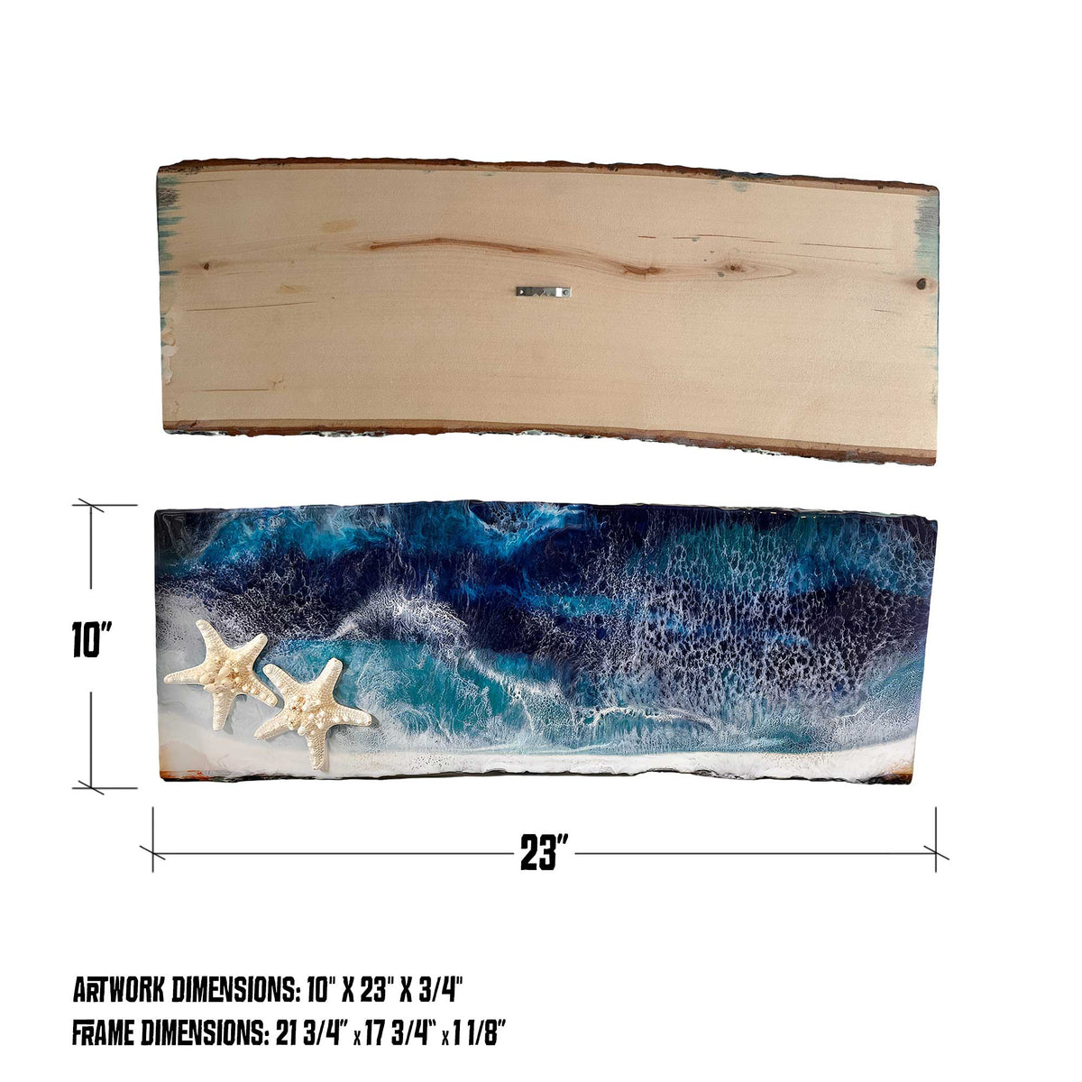 resin wall art size diagram starfish shores