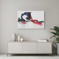 Strawberry Fields vol1 displayed above minimalist console table