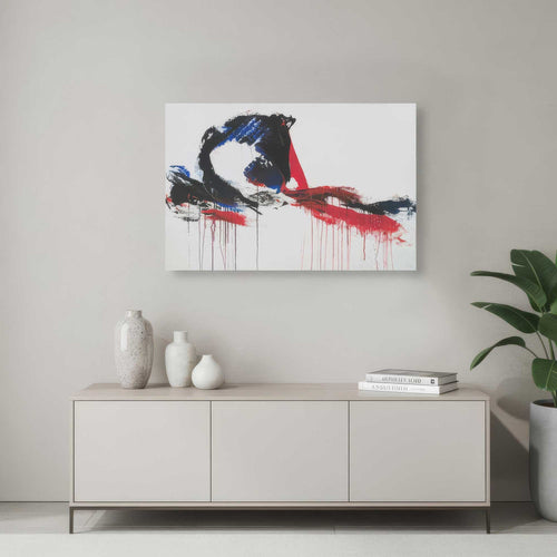 Strawberry Fields vol1 displayed above minimalist console table