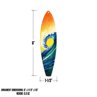 sunrise surfboard ornament size and dimensions graphic