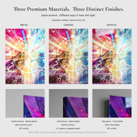 Close comparison of metal canvas and acrylic print texture and edge profiles for The Light We Carry Still