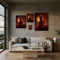 The Spark wall art size comparison showing 11x14, 16x20, 24x30 and 30x40 prints