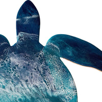 Ocean Drift: Sea Turtle Resin on Wood Wall Art