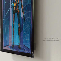 K-2SO Star Wars inspired droid artwork printed on acrylic with floating wall mount profile and modern frameless edge detail