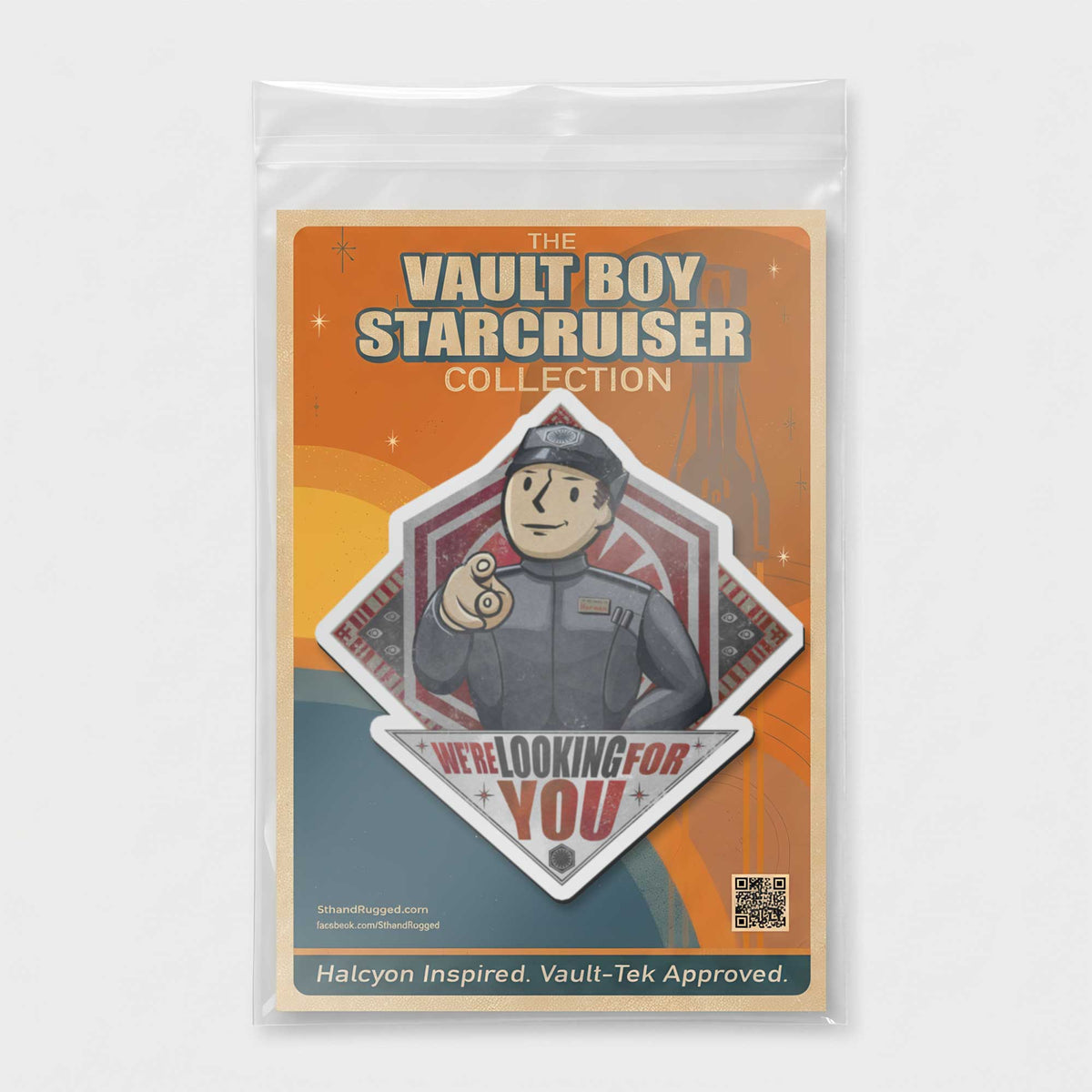 We’re Looking for You Lt. Croy sticker packaged on a backing card inside a clear sleeve