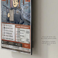 Side view of We’re Looking for You metal print showing its floating wall profile