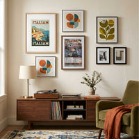 We’re Looking for You Galactic Starcruiser art print displayed in a mid-century gallery wall