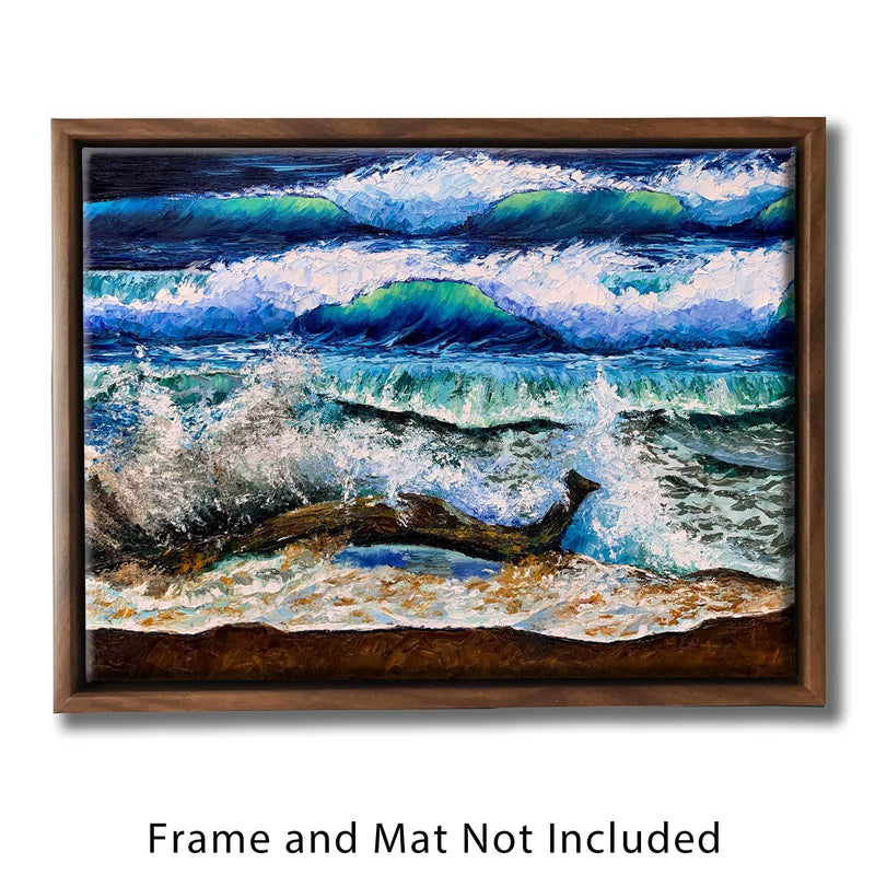 Nature Wall Art with Turquoise Waves on Sandy Beach