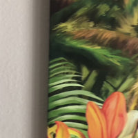 A product feature video of a 30"x40" canvas print of a dream-like tropical island and a little surf shack right on the beach.