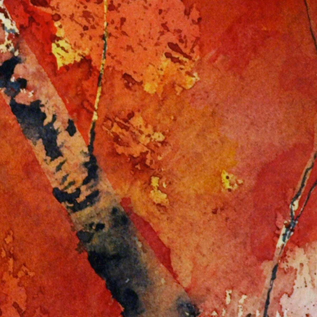 Close view of watercolor fall foliage print. Fall decor on sale.