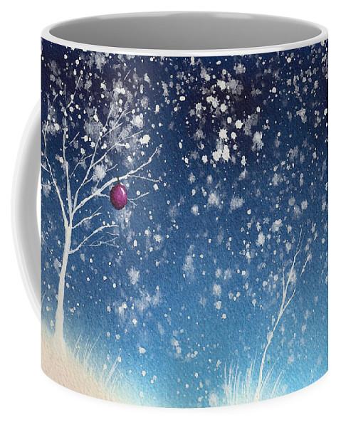 5th & Rugged Winter Lights Mug - holiday-themed mug featuring abstract watercolor scene of snow-covered forest groves, in vibrant colors. Explore more festive home décor!