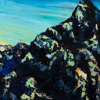 Nature wall art of clear a blue lagoon and a pristine white beach, framed by lush tropical foliage