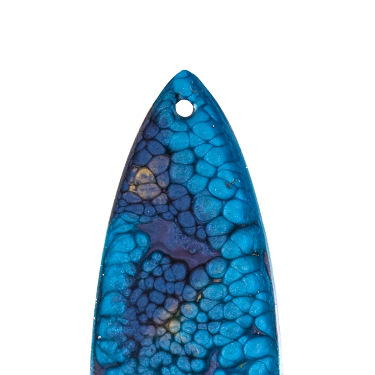 Beautiful close view of gold and blue swirling holiday ornament inspired by Van Gogh's Starry Night painting.