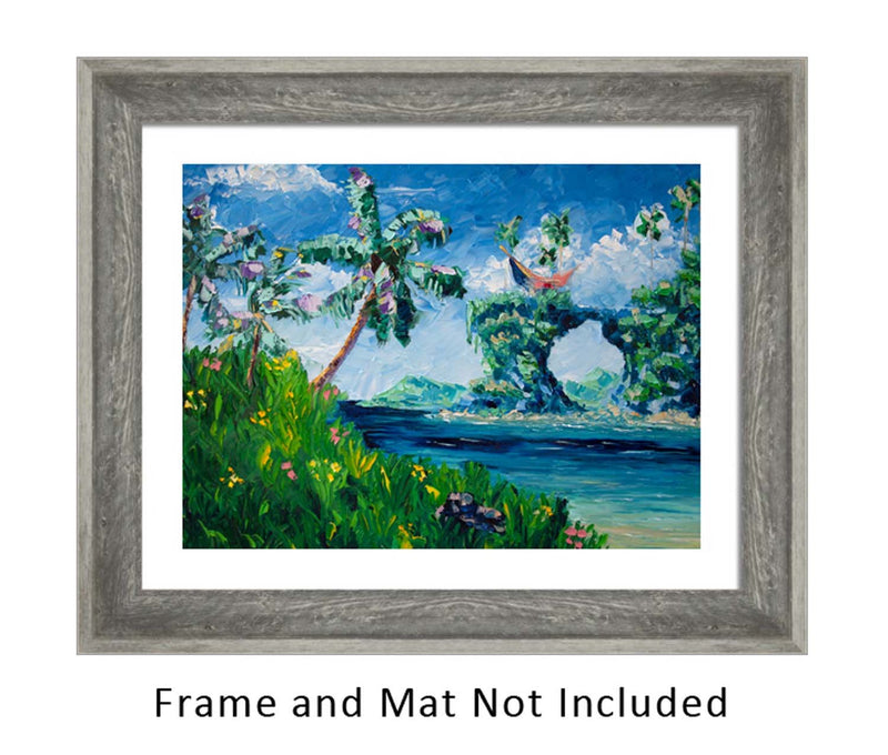 Kauai Oil Painting with Blue Ocean and Sand Beach