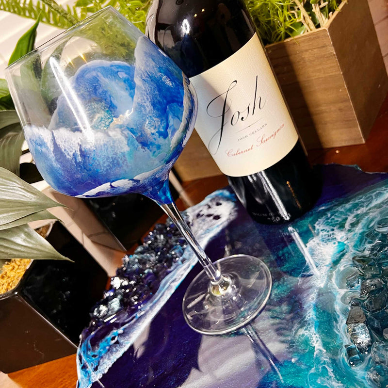 2 Large Resin Wine Glasses - Tropical Lagoon